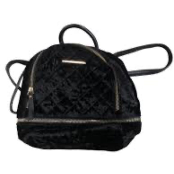 Aldo Mini Black Quilted Velour Backpack - Picture 2 of 2